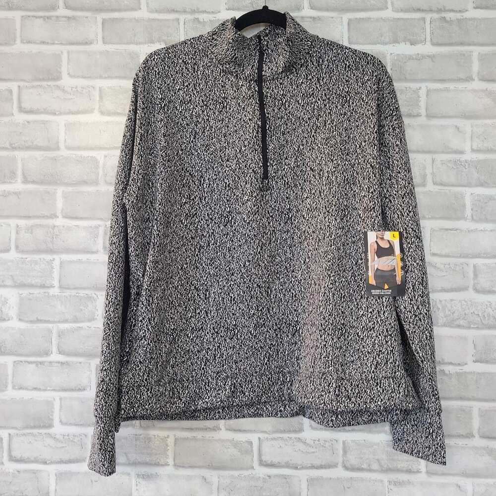 Avia Heather Black Long Sleeve Quarter Zip Running Jacket Womens Large NWT